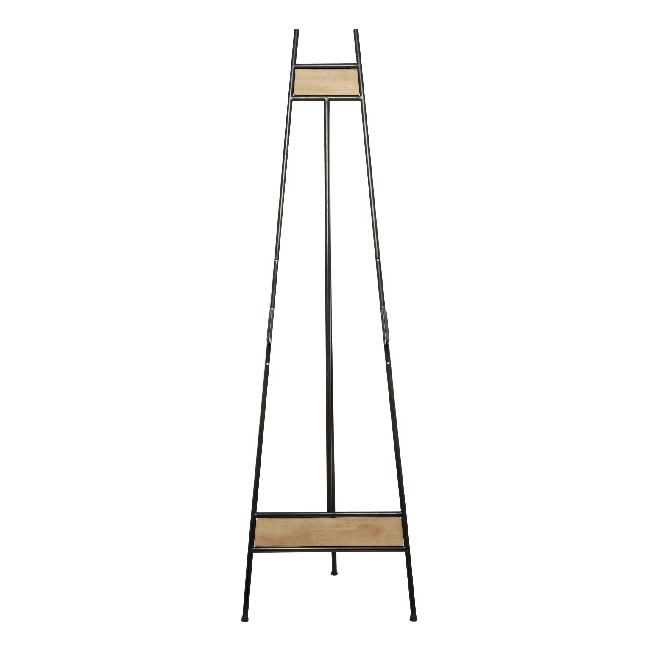 DecMode 19" x 66" Black Metal Tall Adjustable Floor 3 Tier Easel with Wood Panels, 1-Piece