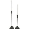 thumbnail image 1 of DecMode 2 Candle Black Metal Slim Weathered Candle Holder with Square Tapered Bases, Set of 2, 1 of 13