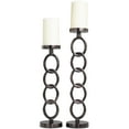 thumbnail image 1 of DecMode 2 Candle Dark Gray Aluminum Metal Geometric Chain Link Candle Holder, Set of 2, 1 of 7