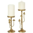 thumbnail image 1 of DecMode 2 Candle Gold Metal Abstract Mushroom Inspired Candle Holder, Set of 2, 1 of 11