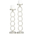 thumbnail image 1 of DecMode 2 Candle Silver Aluminum Metal Geometric Candle Holder, Set of 2, 1 of 8