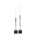 thumbnail image 1 of DecMode 2 Candle Silver Aluminum Metal Slim Candle Holder with Black Block Bases, Set of 2, 1 of 13