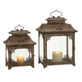thumbnail image 1 of DecMode 2 Holder Brown Metal Decorative Candle Lantern, Set of 2, 1 of 14
