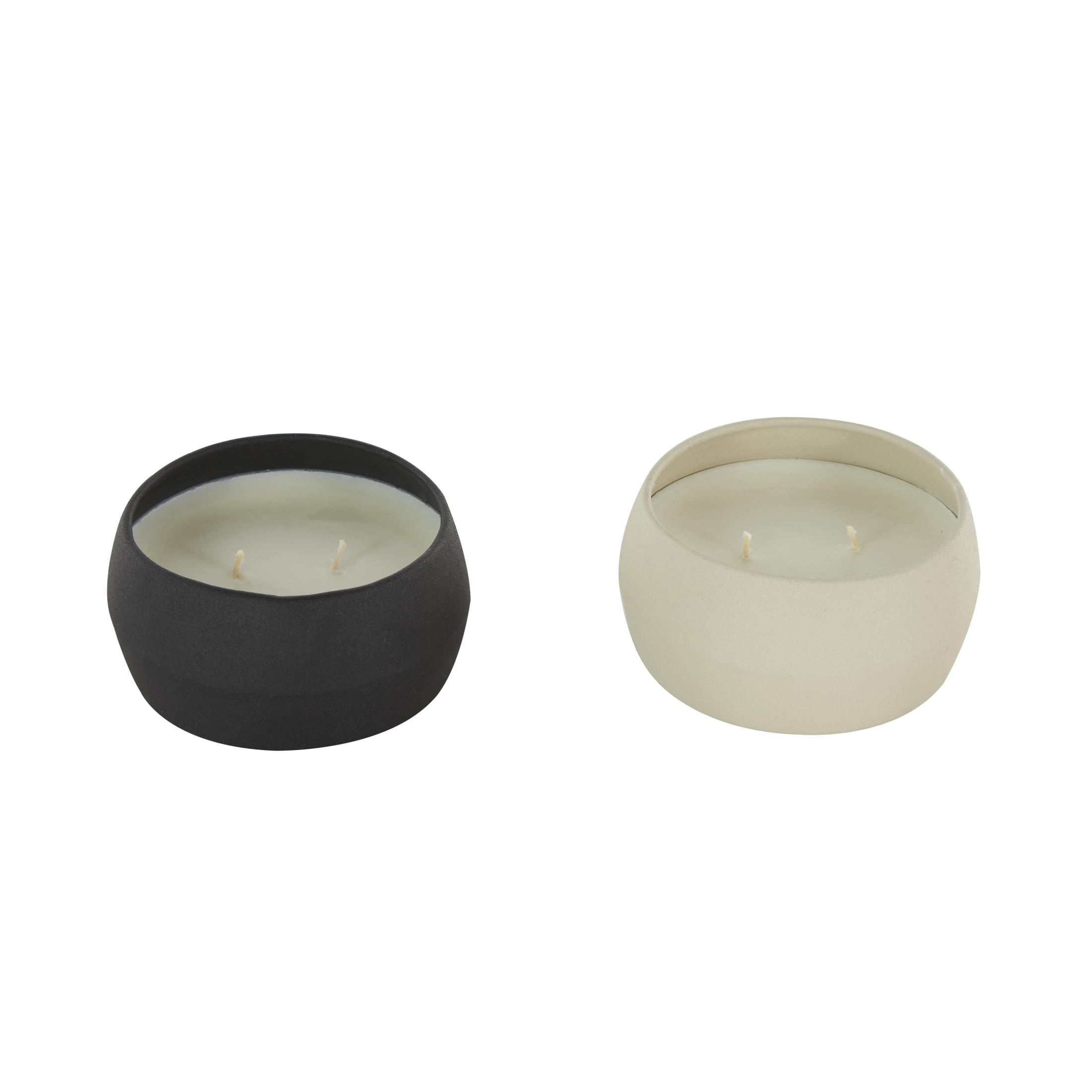 DecMode 2 Holder Multi Colored Metal Apple Cinnamon / Creamy Vanilla Swirl Scented Textured 9oz 2 Wick Candle with White Wax, (Set of 2)