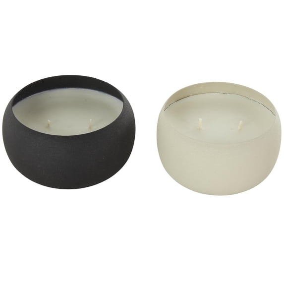 DecMode 2 Holder Multi Colored Metal Apple Cinnamon/ Eucalyptus Spa Scented Textured 11oz 2 Wick Candle with White Wax, (Set of 2)