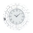 thumbnail image 1 of DecMode 2" Silver Glass Starburst Mirrored Wall Clock, 1 of 7