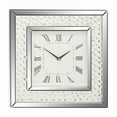 thumbnail image 1 of DecMode 2" Silver Wooden Mirrored Wall Clock with Floating Crystals, 1 of 9