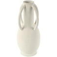 thumbnail image 1 of DecMode 15" Textured Cream Ceramic Vase with 4 Handles, 1 of 9