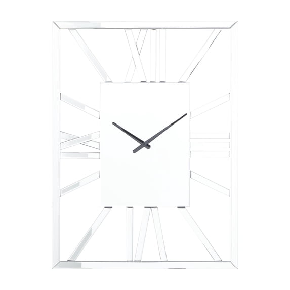 DecMode 2" x 32" Silver Glass Wall Clock