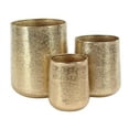 thumbnail image 1 of DecMode 20", 15", 13"H Gold Aluminum Metal Planter with Hammered Design (3 Count), 1 of 10