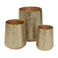 thumbnail image 1 of DecMode 20", 15", 13"H Gold Aluminum Metal Planter with Hammered Design (3 Count), 1 of 13