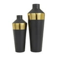 thumbnail image 1 of DecMode 20", 16"H Black Metal Vase with Gold Band, Set of 2, 1 of 8