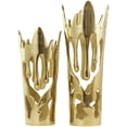thumbnail image 1 of DecMode 20", 16"H Abstract Drip Gold Aluminum Metal Vase with Melting Designed Body, Set of 2, 1 of 12