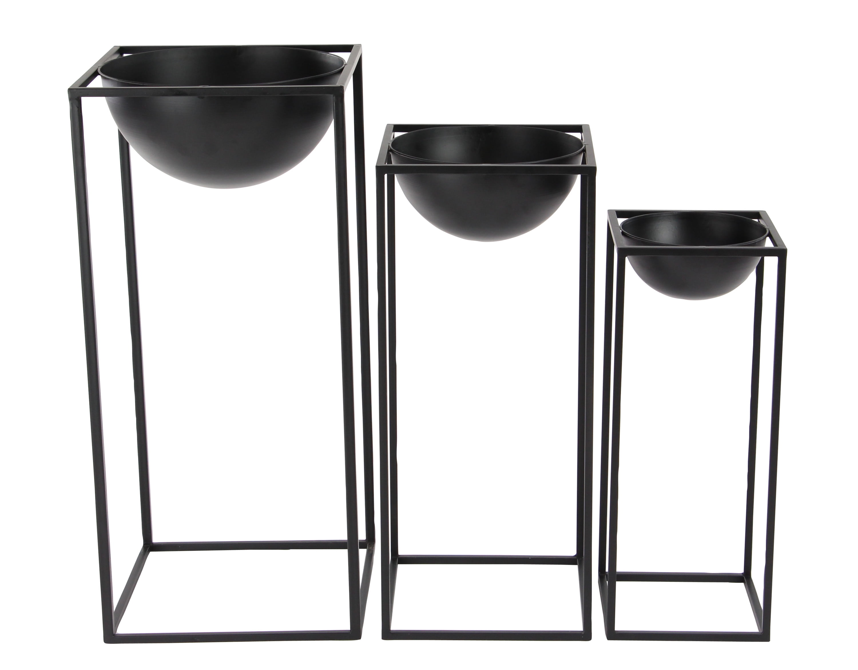 Set of 3 Black Iron Modern Plant Stands
