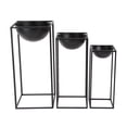 thumbnail image 1 of DecMode 20", 24", 28" Black Metal Modern Planter, 3 - Pieces, 1 of 9