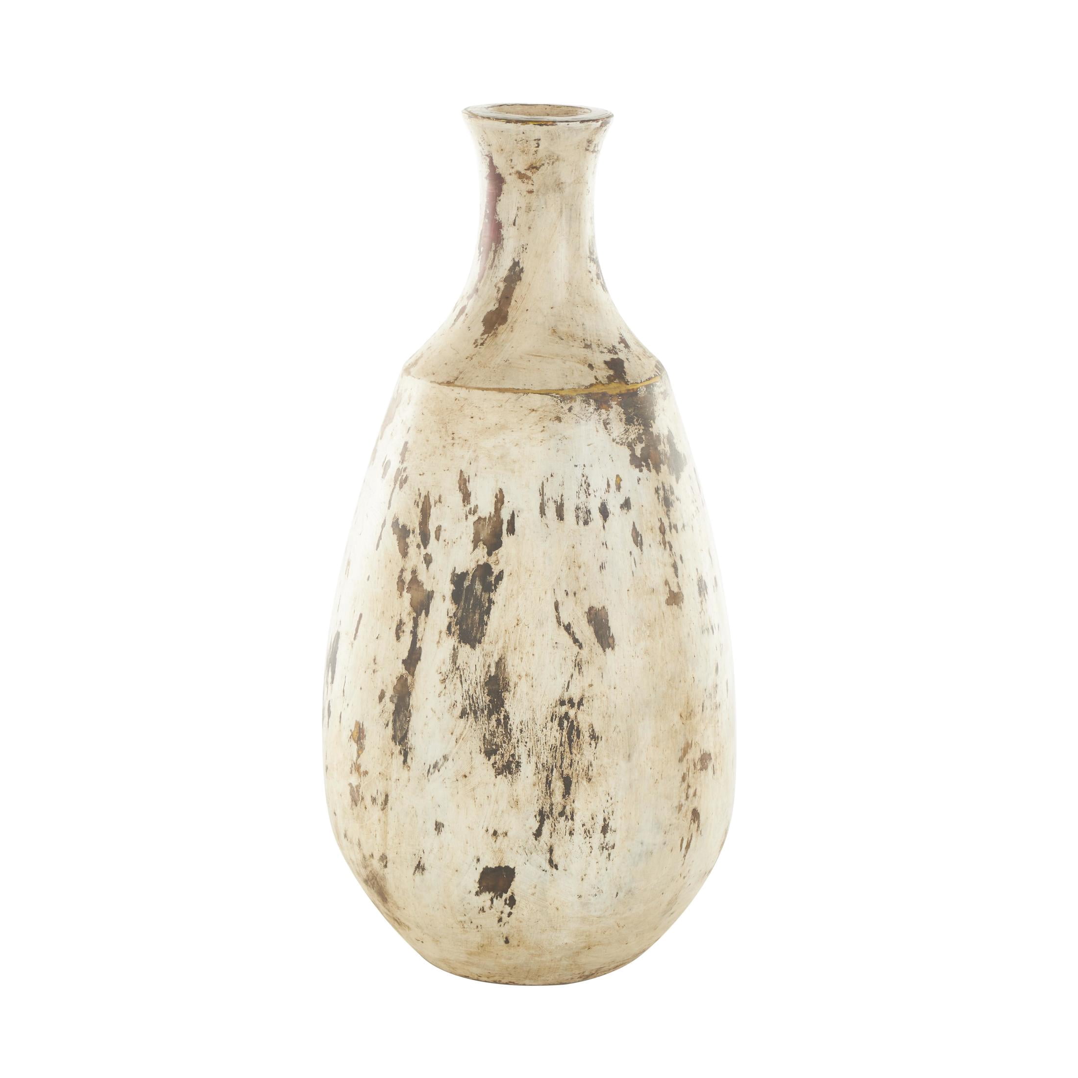 DecMode 20" Antique Style Distressed Brown Ceramic Vase