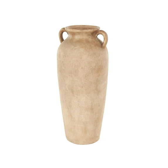 DecMode 20" Antique Style Textured Copper Ceramic Vase with Handles