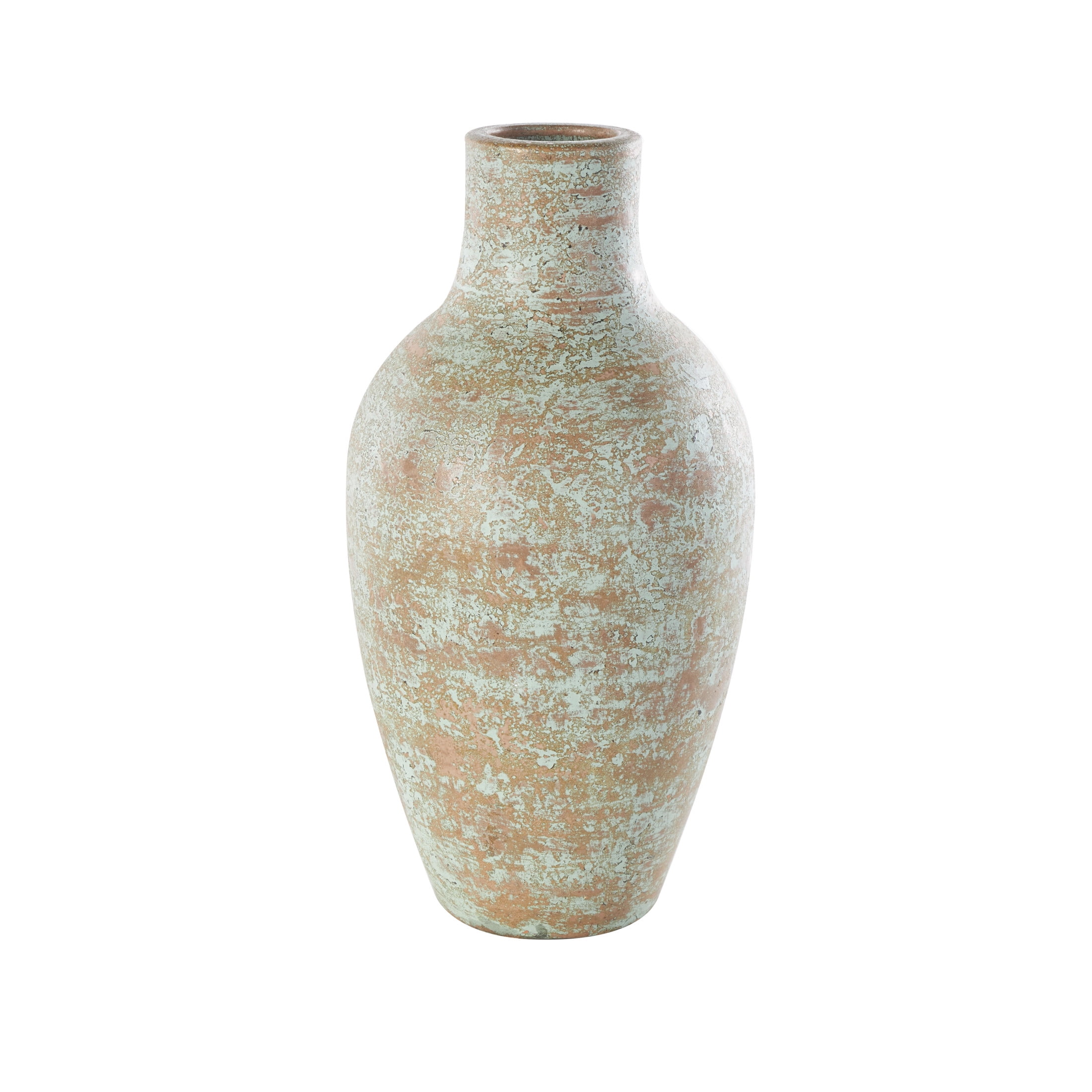 DecMode 20" Antique Style Textured Patina Brown Ceramic Vase