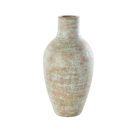 DecMode 20" Antique Style Textured Patina Brown Ceramic Vase