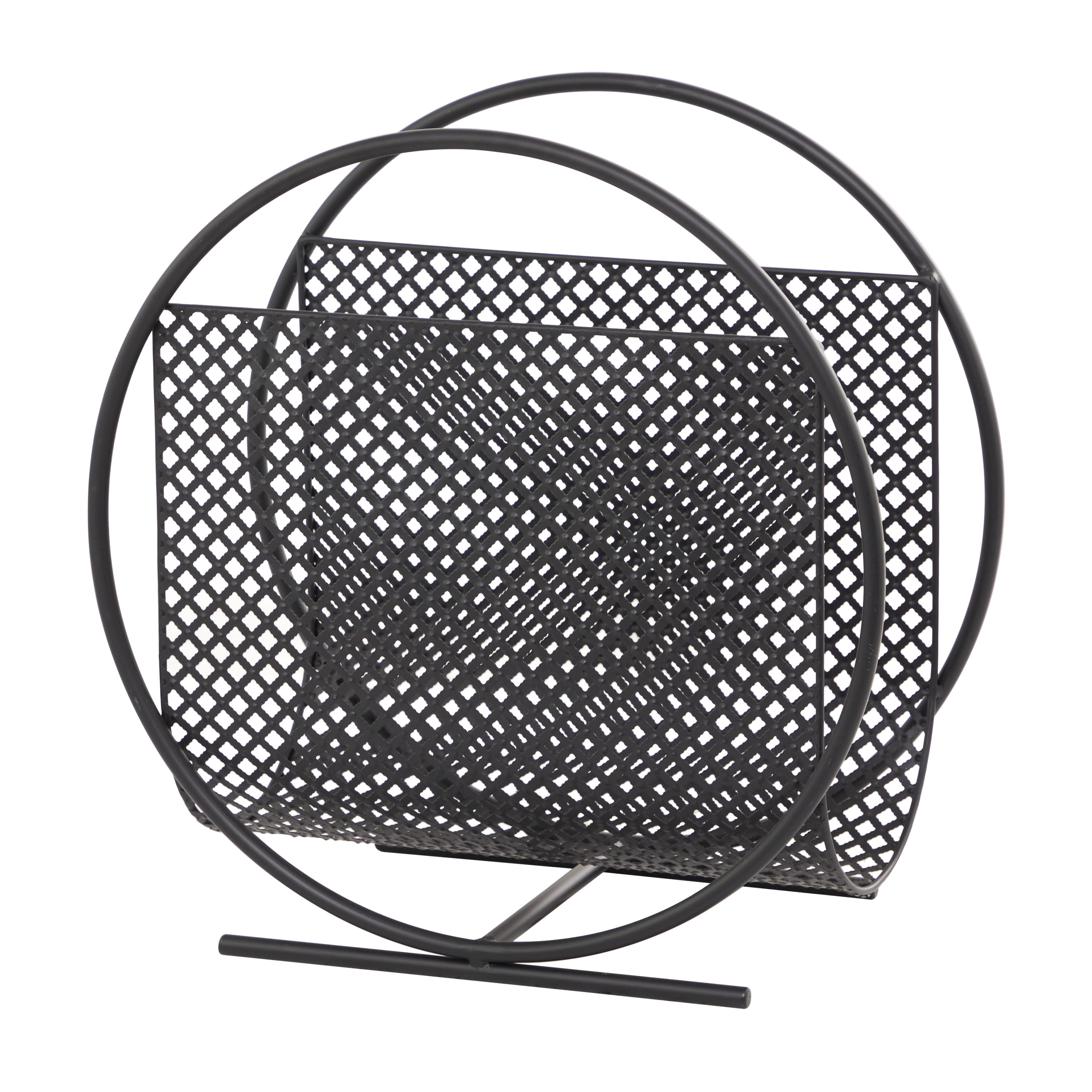 DecMode 20" Black Metal Single Slot Magazine Holder with Black Stand