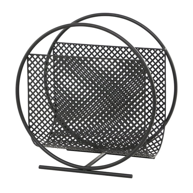 DecMode 20" Black Metal Single Slot Magazine Holder with Black Stand