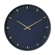 DecMode 20" Dark Blue Glass Wall Clock with Gold Accents