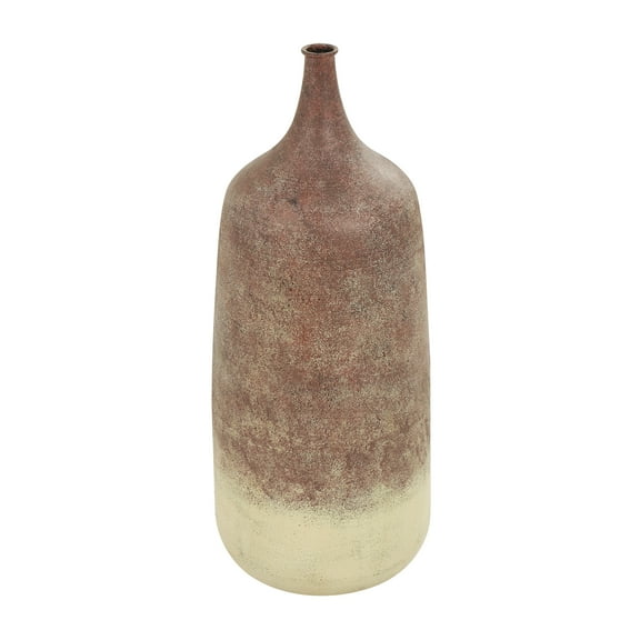 DecMode 20" Distressed Textured Ombre Copper Metal Vase with Cream Accent