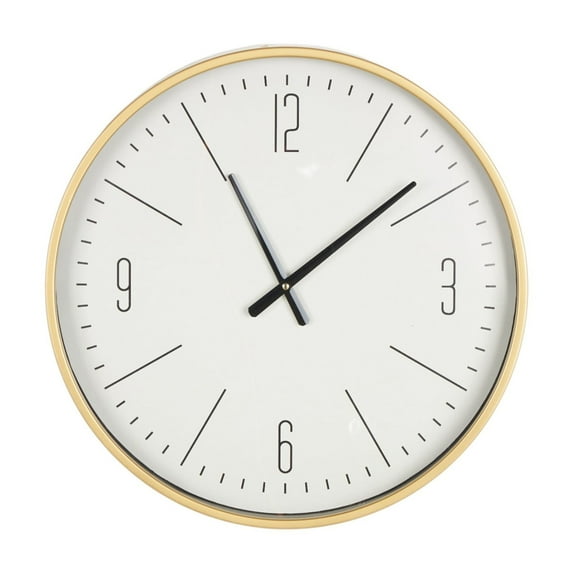 DecMode 20" Gold Glass Wall Clock with White Face