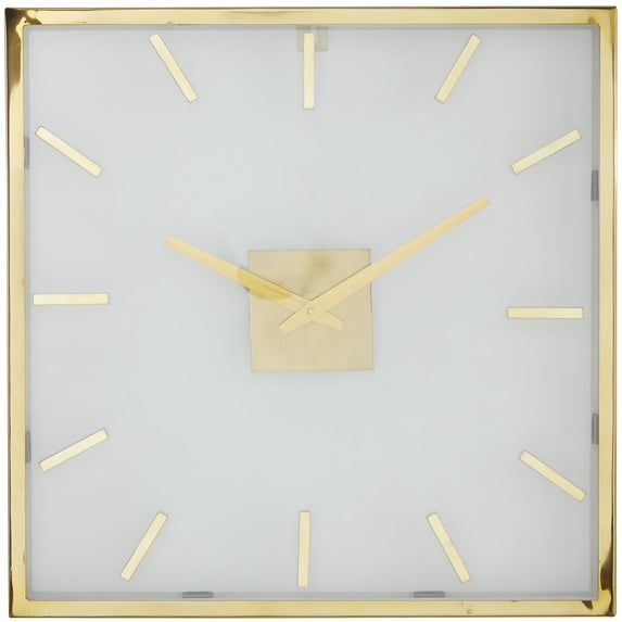 DecMode 20" Gold Stainless Steel Metal Wall Clock with Clear Face
