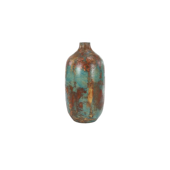 DecMode 20" Handmade Distressed Blue Ceramic Vase