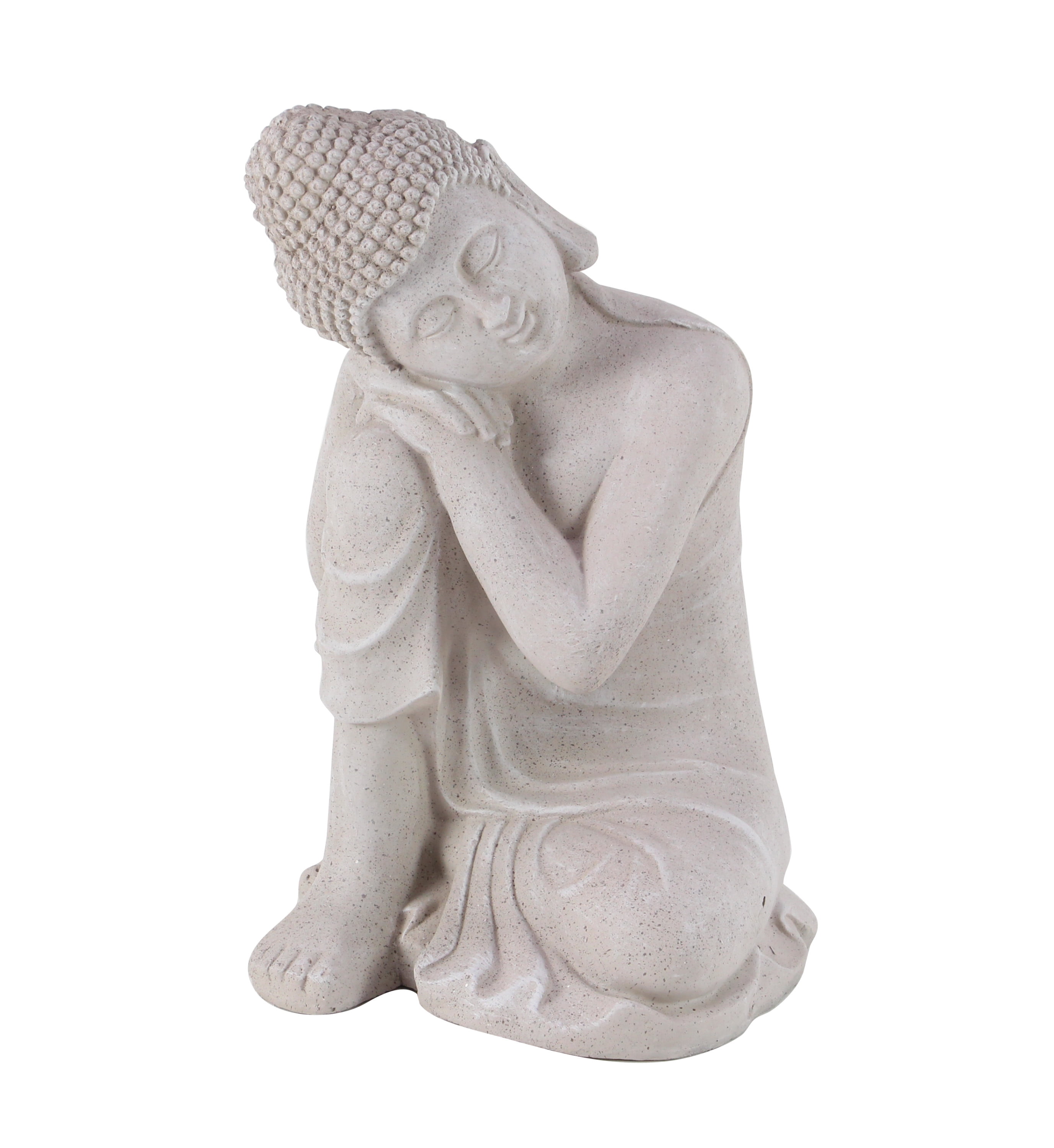 20" Gray Magnesium Oxide Meditating Buddha Garden Sculpture