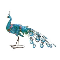 DecMode 20" Indoor Outdoor Peacock Garden Sculpture with Crystal Accents