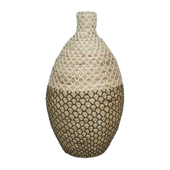 DecMode 20" Handmade Tall Woven Floor Brown Seagrass Vase
