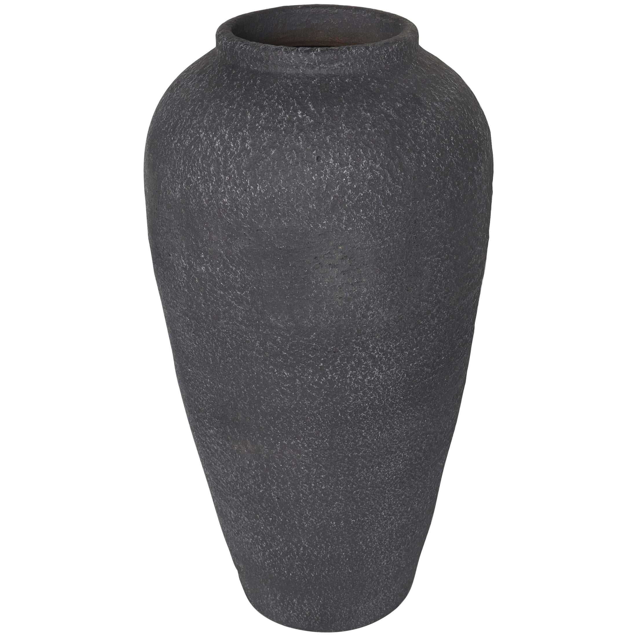 DecMode 20" Whitewashed Textured Black Ceramic Vase