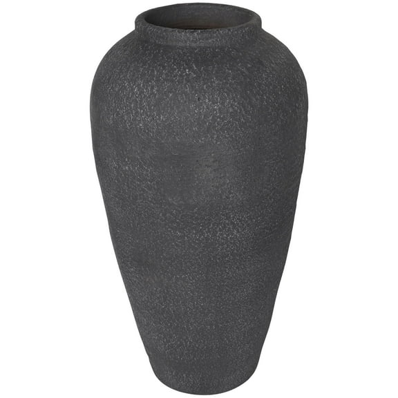 DecMode 20" Whitewashed Textured Black Ceramic Vase