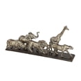 thumbnail image 1 of DecMode 20"W, 9"H Resin Eclectic Animals Sculpture, Silver, 1 of 12
