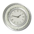 thumbnail image 1 of DecMode 20" Silver Glass Beveled Mirrored Wall Clock with Floating Crystals, 1 of 12