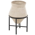thumbnail image 1 of DecMode 20" Wide Beige Metal Vase with Black Metal Stands, 1 of 10