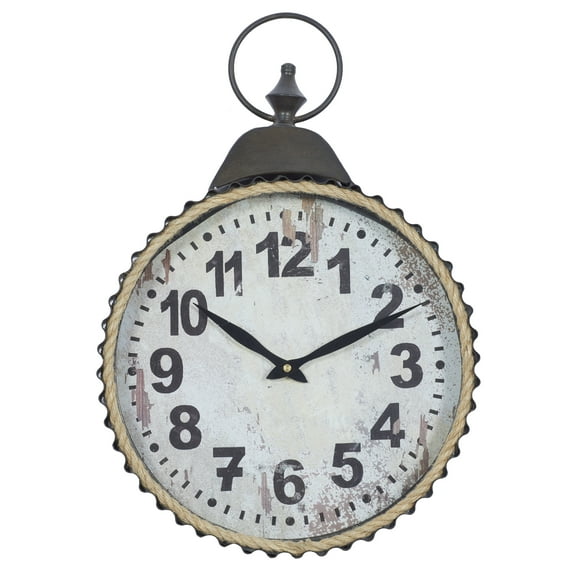 DecMode 20 x 13 In. Black Metal Industrial Wall Clock