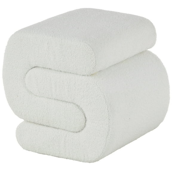 DecMode 20" x 19" White Polyester S- Shaped Ottoman with Connected Arches, 1-Piece