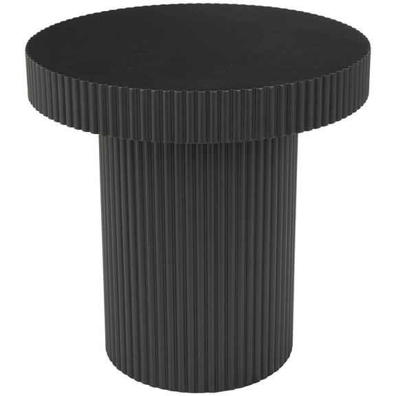 DecMode 20" x 20" Black Wooden Dimensional Ribbed Accent Table, 1-Piece
