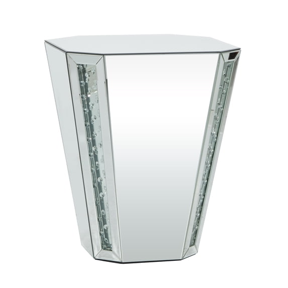 DecMode 20" x 24" Silver Glass Mirrored Geometric Accent Table, 1-Piece