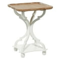 thumbnail image 1 of DecMode 20" x 25" White Wooden Accent Table with Brown Wood Top, 1-Piece, 1 of 10