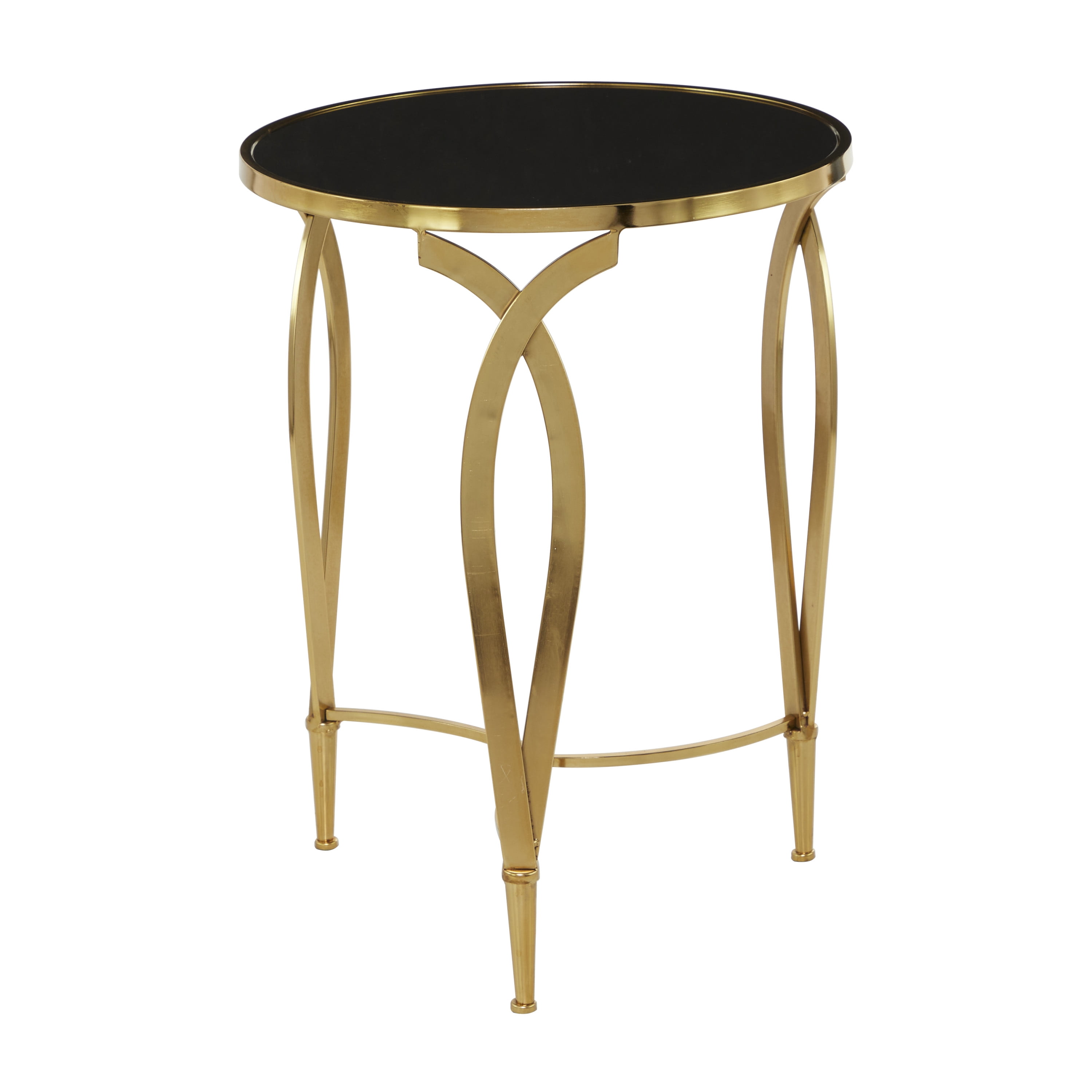 DecMode 20" x 27" Black Metal Accent Table with Black Top, 1-Piece