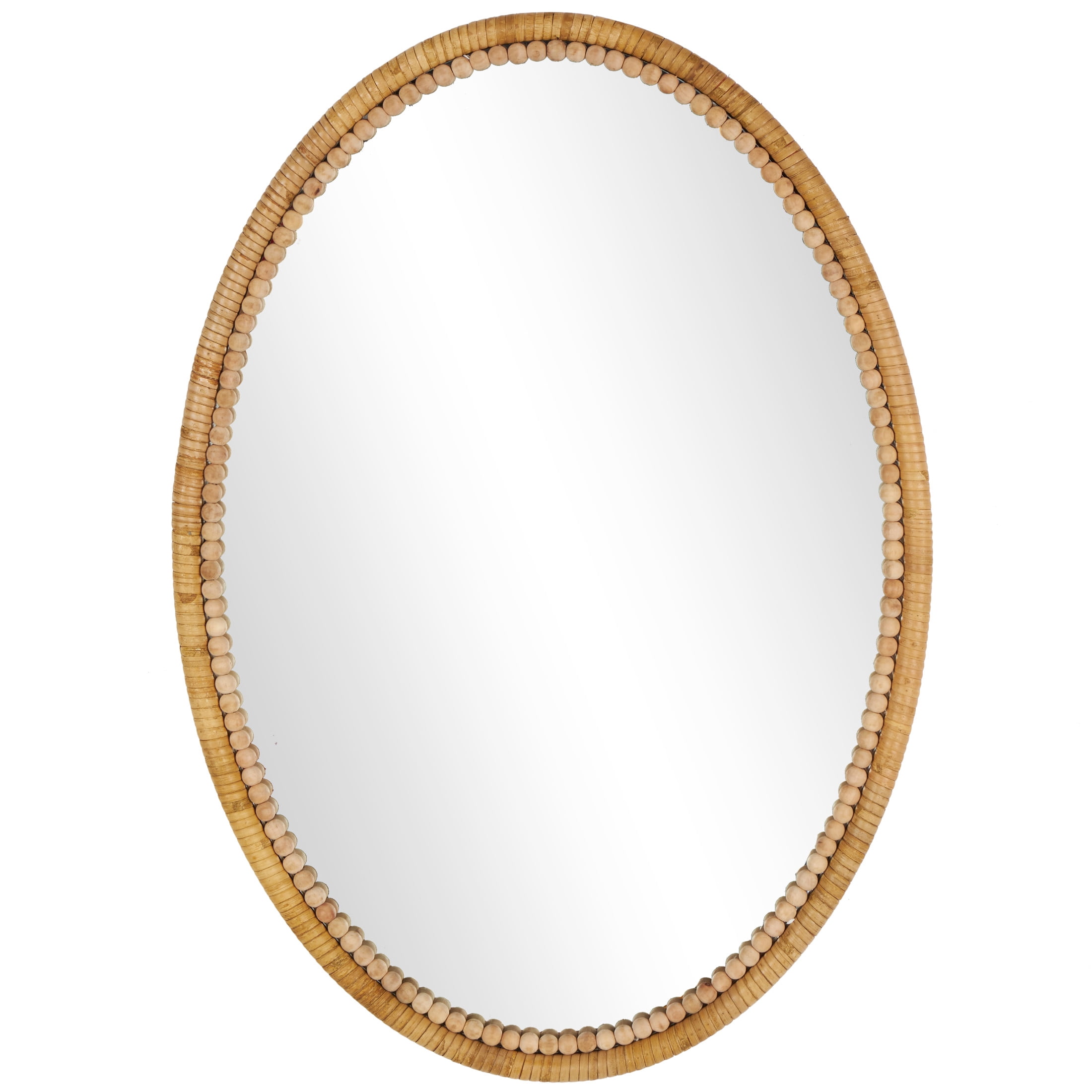 DecMode 20" x 28" Brown Wrapped Wall Mirror with Beaded Frame