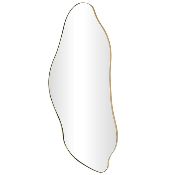DecMode 20" x 48" Gold Wavy Abstract Wall Mirror