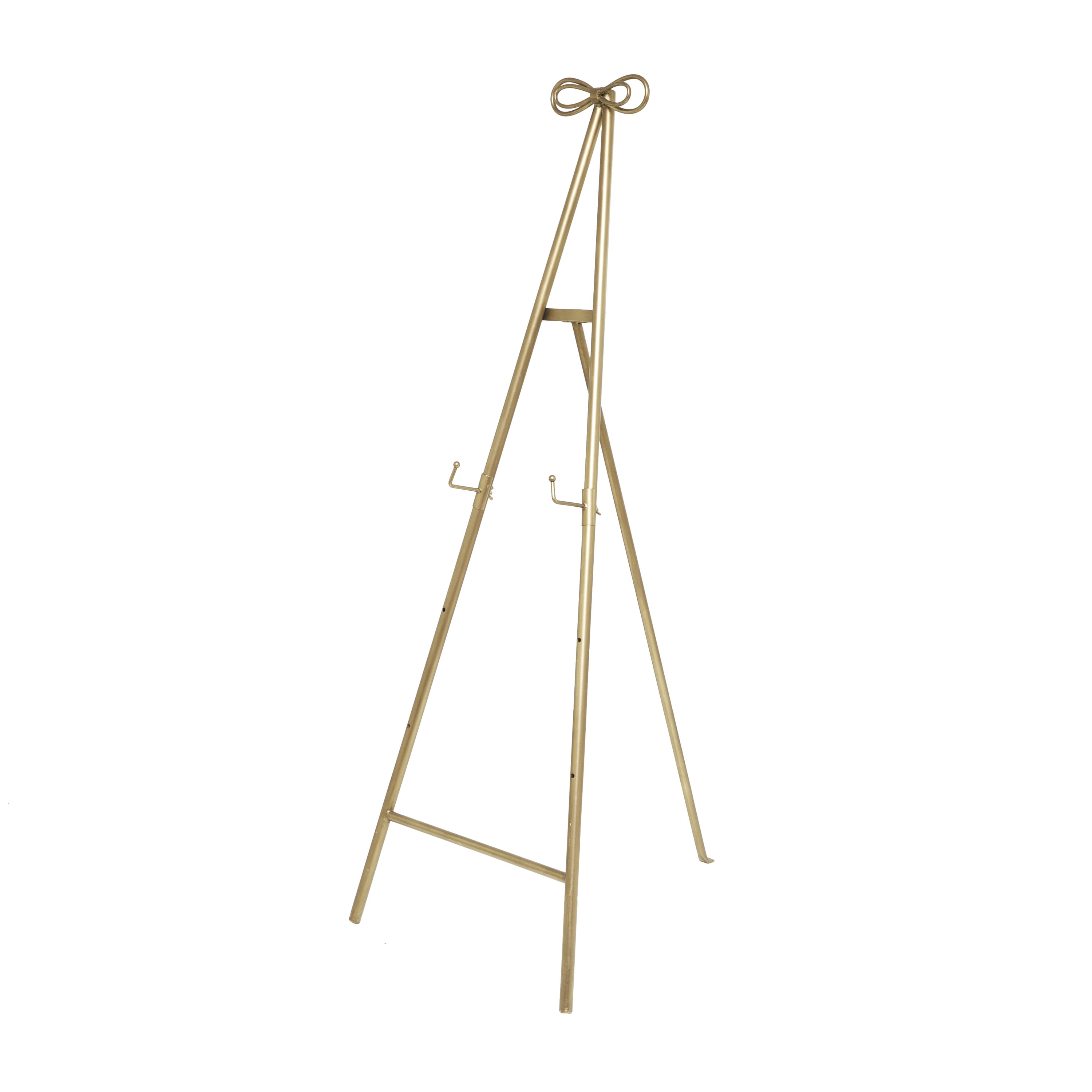Decmode 20 inch x 53 inch Gold Metal Tall Adjustable Display Stand 3 Tier Easel with Bow Top, 1-Piece