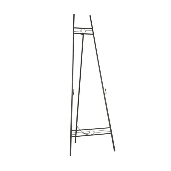 DecMode Black Metal Geometric Tall Adjustable 3 Tier Display Easel with Chain Support, 20" x 18" x 56"