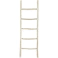 thumbnail image 1 of DecMode 20" x 59" Light Brown Teak Wood Handmade 5 Rack Ladder, 1-Piece, 1 of 7