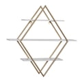 thumbnail image 1 of DecMode 20" x 6" 3-Tier Gold Geometric Wall Shelf with Diamond Shape, 1 of 13